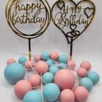 Dekorácia – Guličky/modré,ružové + zápichy/ SADA 13