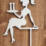 Zápich na tortu – sediaca žena/dievča + číslo 11