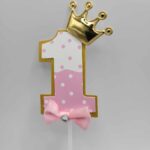 Pap. zápich na tortu číslo 1. + korunka /ružová/