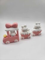 Dekorácia na tortu - 3D vláčik + zajačiky