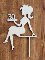 Zápich na tortu - sediaca žena/dievča číslo 30 + korunka