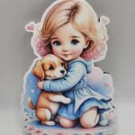 Dekorácia a tortu/magnetka Dievčatko + psík