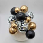 Dekorácia na tortu - guličky/čierne,zlaté,disko/ sada 20