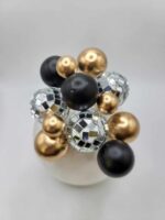 Dekorácia na tortu - guličky/čierne,zlaté,disko/ sada 20