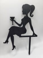 Zápich na tortu - sediaca žena/dievča + pohár 02 /čierna/