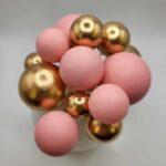 Dekorácia - Guličky/ružové,zlaté/ SADA 19