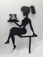 Zápich na tortu - sediaca žena/dievča číslo 23 /čierna/