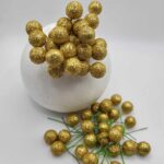 Dekorácia – Zlaté trblietavé mini guličky 08