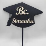 zápich na tortu - Promócie - čiapka + titul a meno