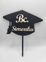 zápich na tortu - Promócie - čiapka + titul a meno