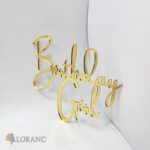 dekorácia na tortu/plastový nápis – Birthday Girl 02 /zlatá/