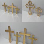 Dekorácia na tortu/zápich – pl. krížik zlatý - SADA