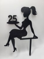 Zápich na tortu - sediaca žena/dievča číslo 25 /čierna/