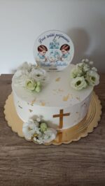 Dekorácia na tortu/magnetka  Prijímanie – chlapček + meno – Obrázok 4