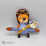 Dekorácia na tortu/magnetka Macko + lietadlo 01