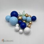 Dekorácia – Guličky/lesklé modré, zlaté, biele/ SADA 90 – Obrázok 3