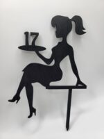 Zápich na tortu - sediaca žena/dievča číslo 17 /čierna/