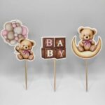 Zápich do cupcakes – BABY macko ružová