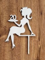 Zápich na tortu - sediaca žena/dievča číslo 20 + korunka