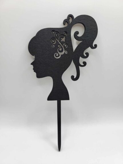 Zápich na tortu - Silueta žena s ornamentom /čierna/