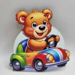 Dekorácia na tortu/magnetka Macko + autíčko