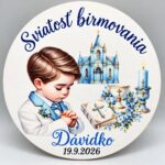 dekorácia na tortu/magnetka Sviatosť birmovania – chlapček + meno