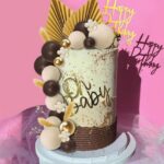 Dekorácia – Guličky/hnedé +palmový list/ SADA 77