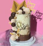 Dekorácia – Guličky/hnedé +palmový list/ SADA 77