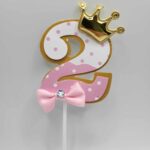 Pap. zápich na tortu číslo 2. + korunka /ružová/