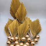 Dekorácia na tortu/ Guličky/zlaté+palmový list/ SADA 57