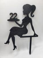 Zápich na tortu - sediaca žena/dievča číslo 22 /čierna/