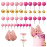 Dekorácia – Guličky/ružové +palmový list/ SADA 59