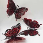 Dekorácia – motýle čierne/červené 3D/68