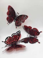 Dekorácia – motýle čierne/červené 3D/68