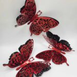 Dekorácia – motýle čierne/červené 3D/67