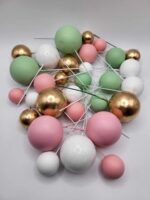 zápich na tortu/Guličky/zelené,ružové,biele,zlaté/SADA 10 – Obrázok 3