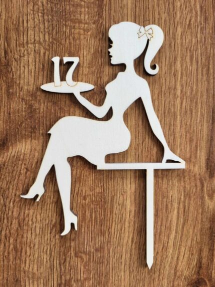 Zápich na tortu - sediaca žena/dievča číslo 17