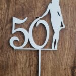 Zápich na tortu číslo 50 + postava ženy /natur/