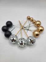 Dekorácia na tortu - guličky/čierne,zlaté,disko/ sada 20 – Obrázok 2