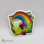 Drevená farebná dekorácia - kniha + dúha