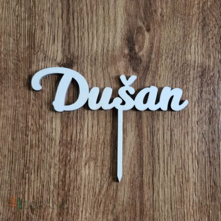 Drevený zápich na tortu s menom Dušan
