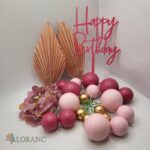 Dekorácia – Guličky/ružové/+palmový list SADA 104