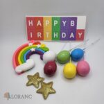 Dekorácia natortu / zápich Balóniky + Dúha + Happy Birthday – Obrázok 2