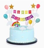 Dekorácia natortu / zápich Balóniky + Dúha + Happy Birthday