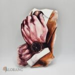 Dekorácia na tortu/ magnetka Ruky s hodinkami /hnedá/- ELEGÁN 02