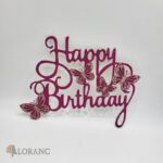 pap. zápich Happy Birthday – Motýle /cyklamenová/ – Obrázok 3