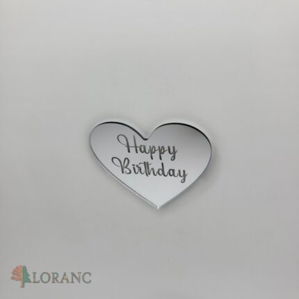 pl.nápis – Happy Birthday /Strieborná 02/ srdiečko