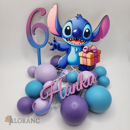 Sada STITCH 01 dekorácia na tortu /meno+číslo+magnetka+guličky/