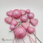 Dekorácia na tortu – Ružové srdiečko + guličky polyst. 3D /SADA/