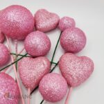 Dekorácia na tortu – Ružové srdiečko + guličky polyst. 3D /SADA/ – Obrázok 2